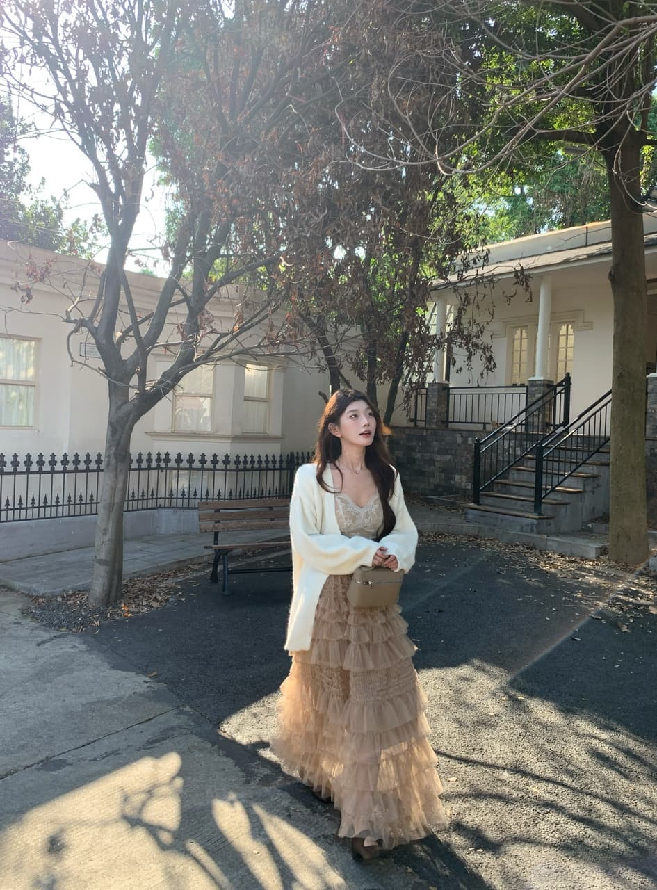 정가 실사 새로운 요정 바람을 피우다 롱 코트 반 스커트 허리밴드 케이크 드레스 상세 이미지 9