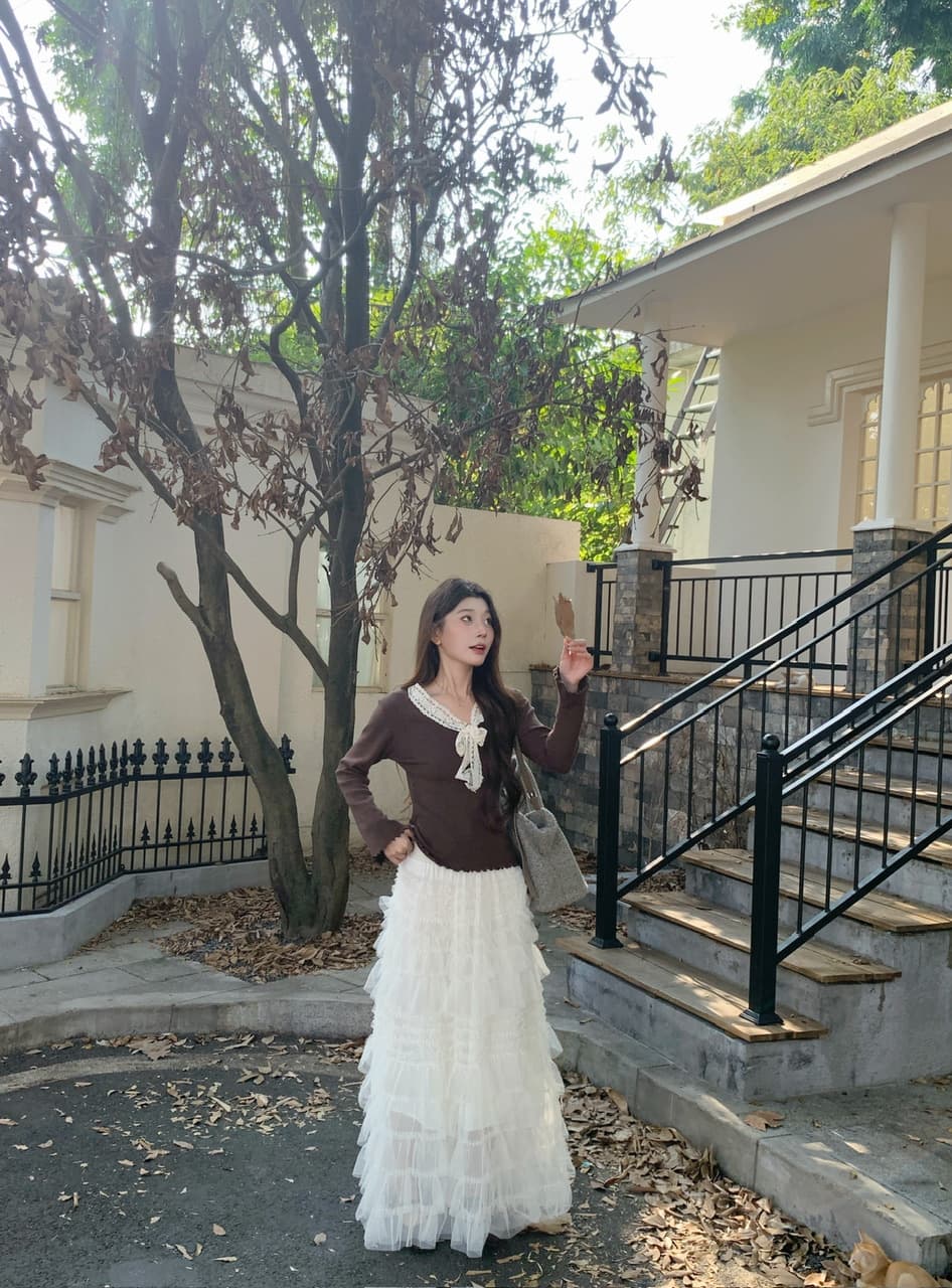 정가 실사 새로운 요정 바람을 피우다 롱 코트 반 스커트 허리밴드 케이크 드레스 상세 이미지 29