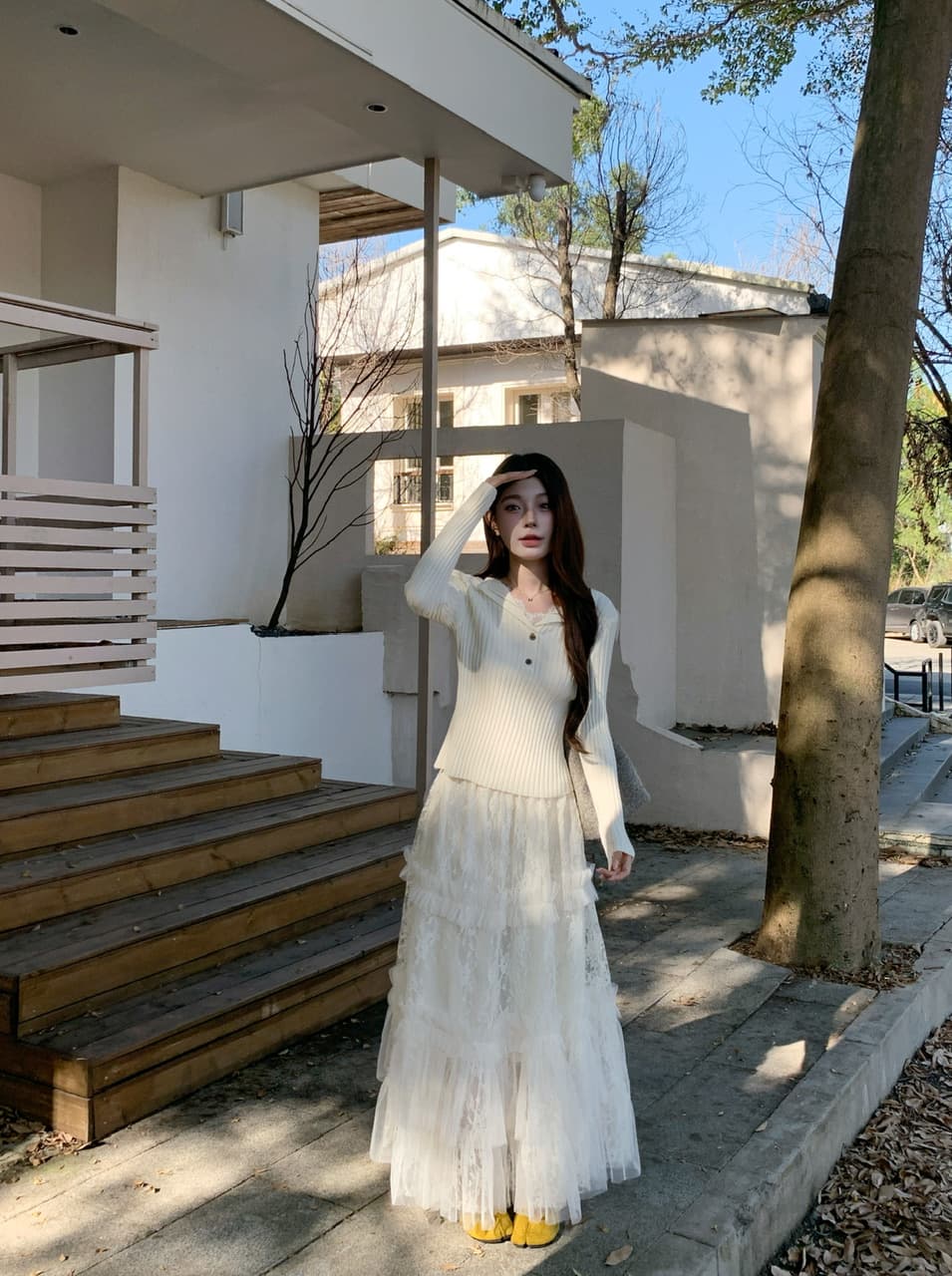정가 실사 새로운 한 부서 착용 가져 가라. 무거운 작업 높은 품질 프릴 패치워크 케이크 드레스 롱 코트 레이스 거즈 스커트 상세 이미지 14