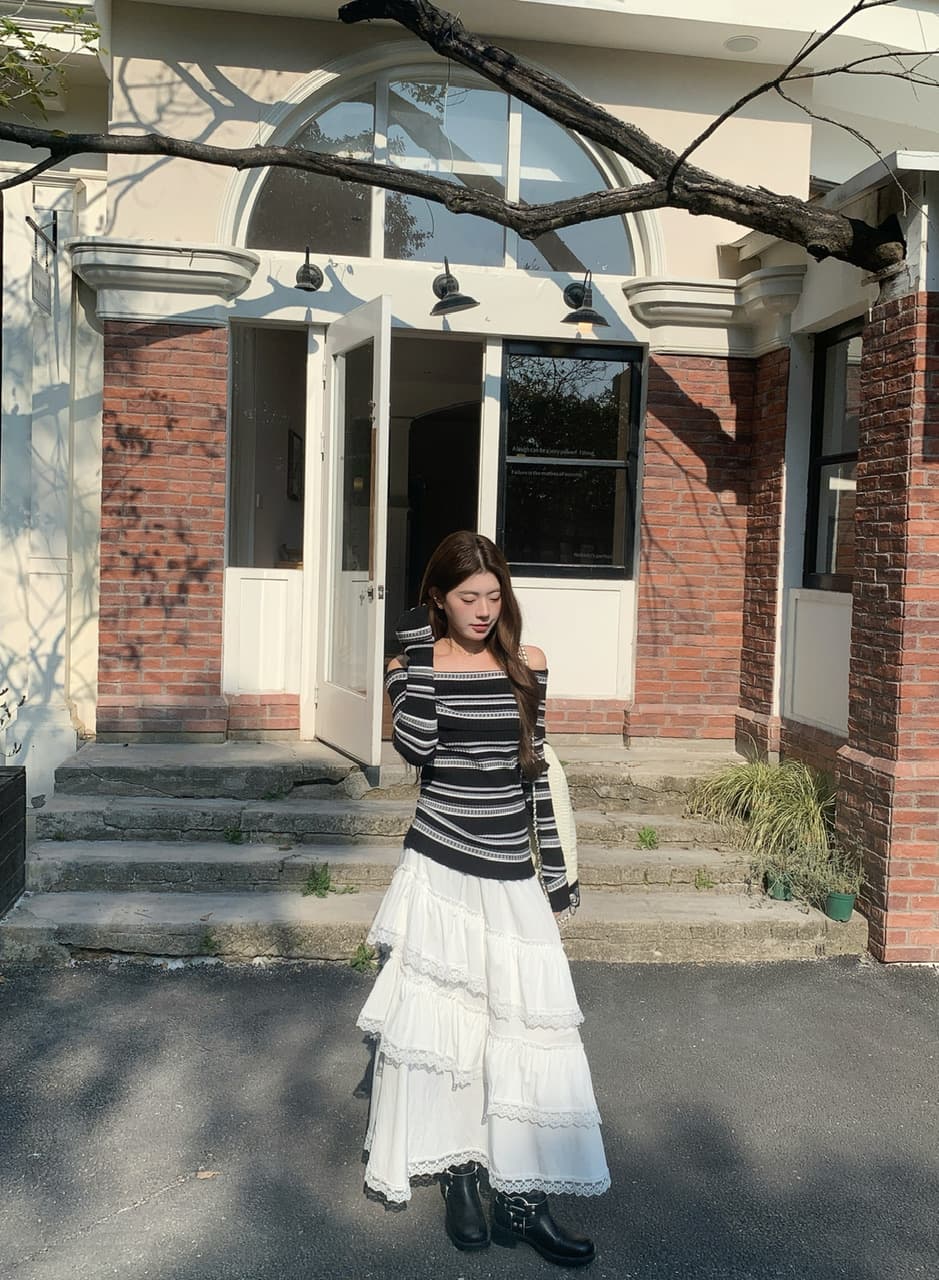 정가 실사 새로운 달콤한 차가운 바람 화이트 레이스 반신 스커트 프릴 큰 진자 롱 스커트 상세 이미지 7