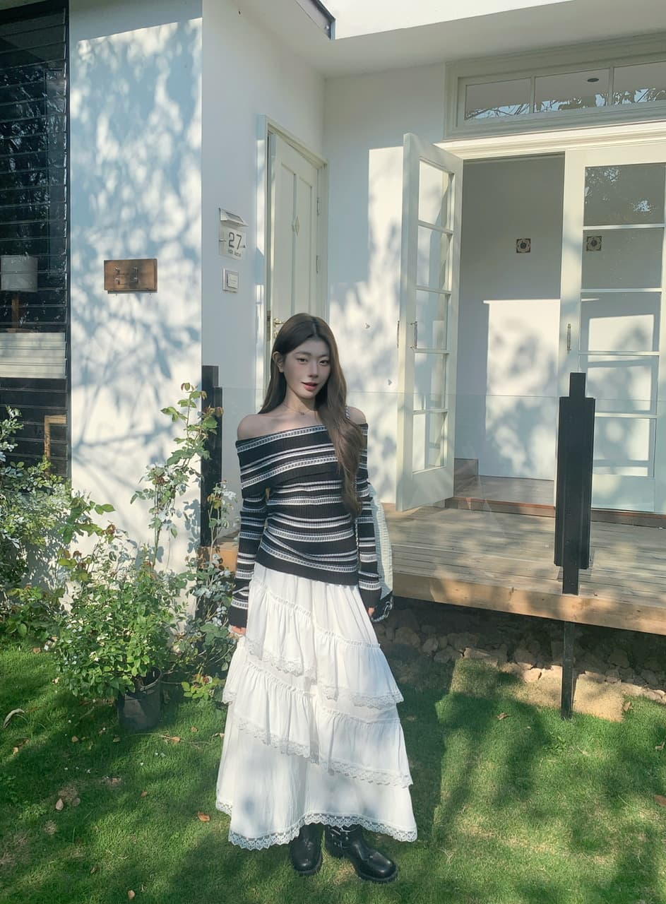 정가 실사 새로운 달콤한 차가운 바람 화이트 레이스 반신 스커트 프릴 큰 진자 롱 스커트 상세 이미지 13