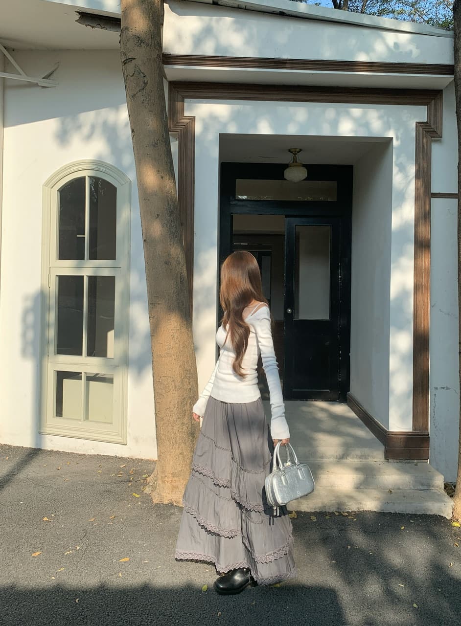 정가 실사 새로운 달콤한 차가운 바람 화이트 레이스 반신 스커트 프릴 큰 진자 롱 스커트 상세 이미지 26