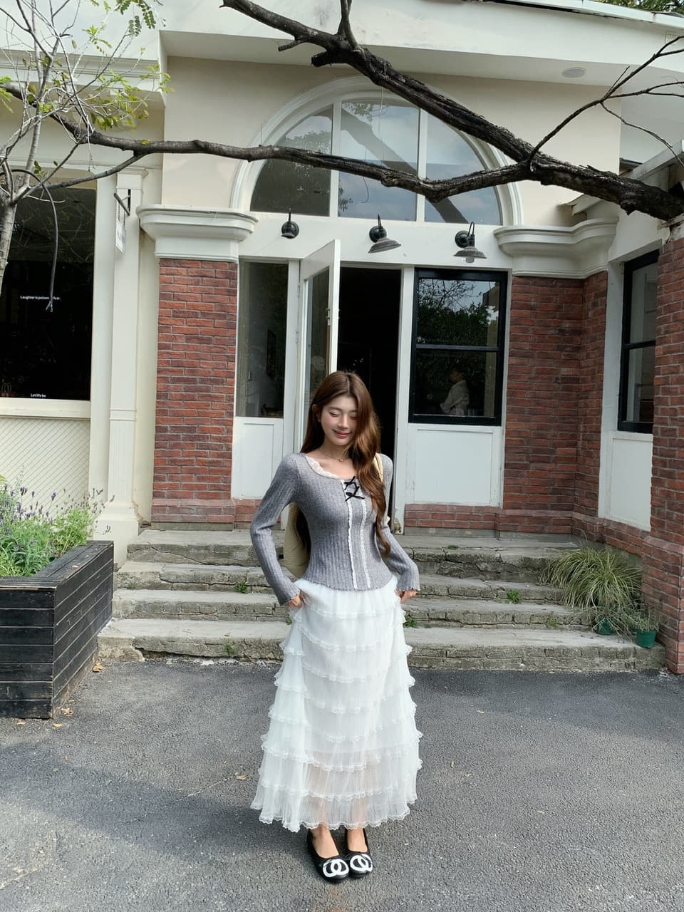 정가 실사 순수한 욕망 레이스 나비 매듭 인사이드 가져 가라. 기본 셔츠 달콤한 핫걸 몸매 가꾸기 긴팔 니트 맨위 상세 이미지 4