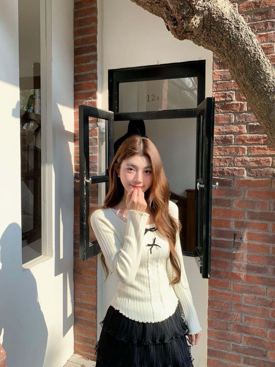 정가 실사 순수한 욕망 레이스 나비 매듭 인사이드 가져 가라. 기본 셔츠 달콤한 핫걸 몸매 가꾸기 긴팔 니트 맨위 상세 이미지 15