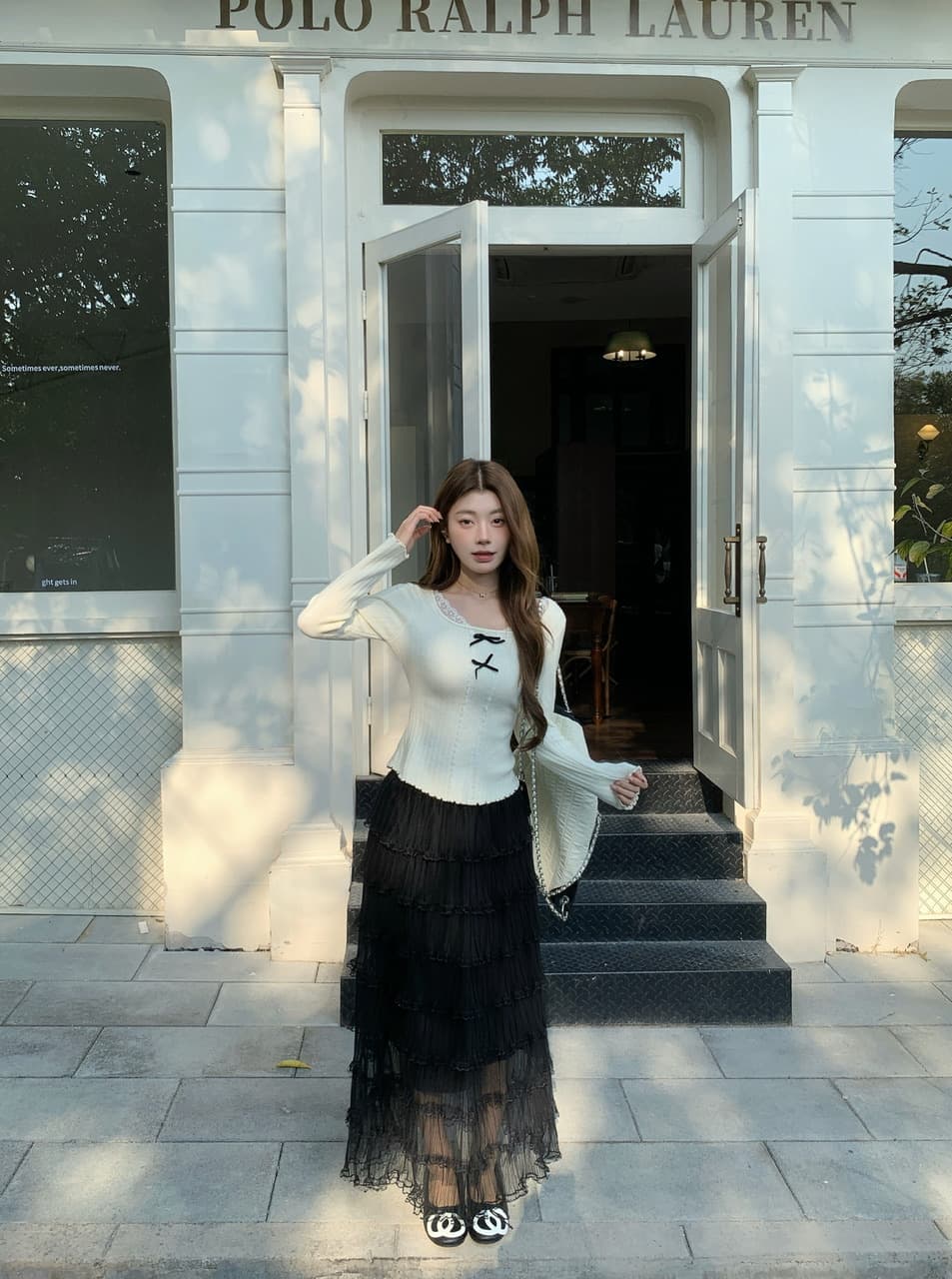 정가 실사 순수한 욕망 레이스 나비 매듭 인사이드 가져 가라. 기본 셔츠 달콤한 핫걸 몸매 가꾸기 긴팔 니트 맨위 상세 이미지 17