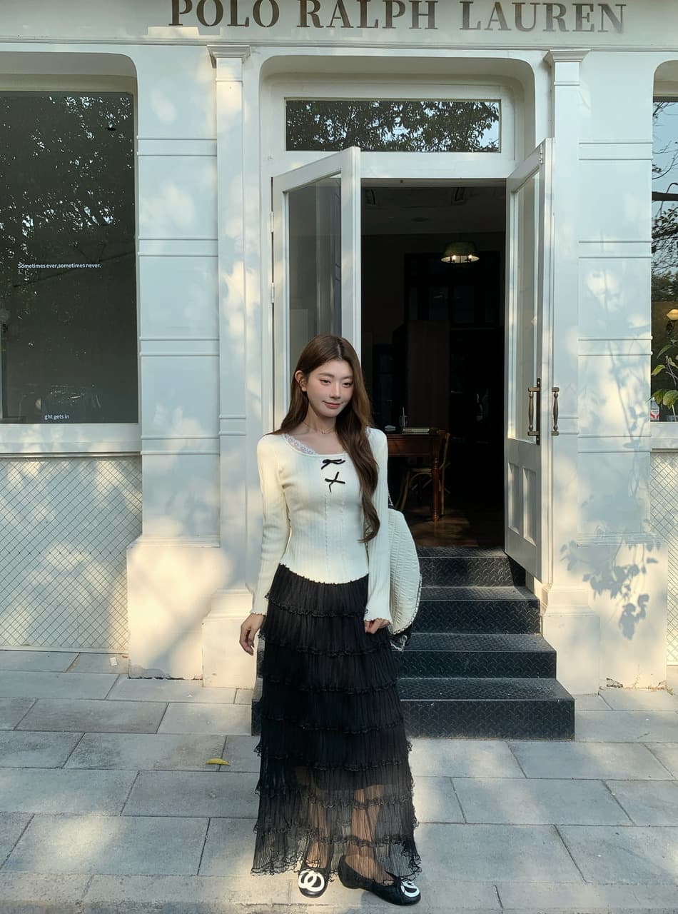 정가 실사 순수한 욕망 레이스 나비 매듭 인사이드 가져 가라. 기본 셔츠 달콤한 핫걸 몸매 가꾸기 긴팔 니트 맨위 상세 이미지 18