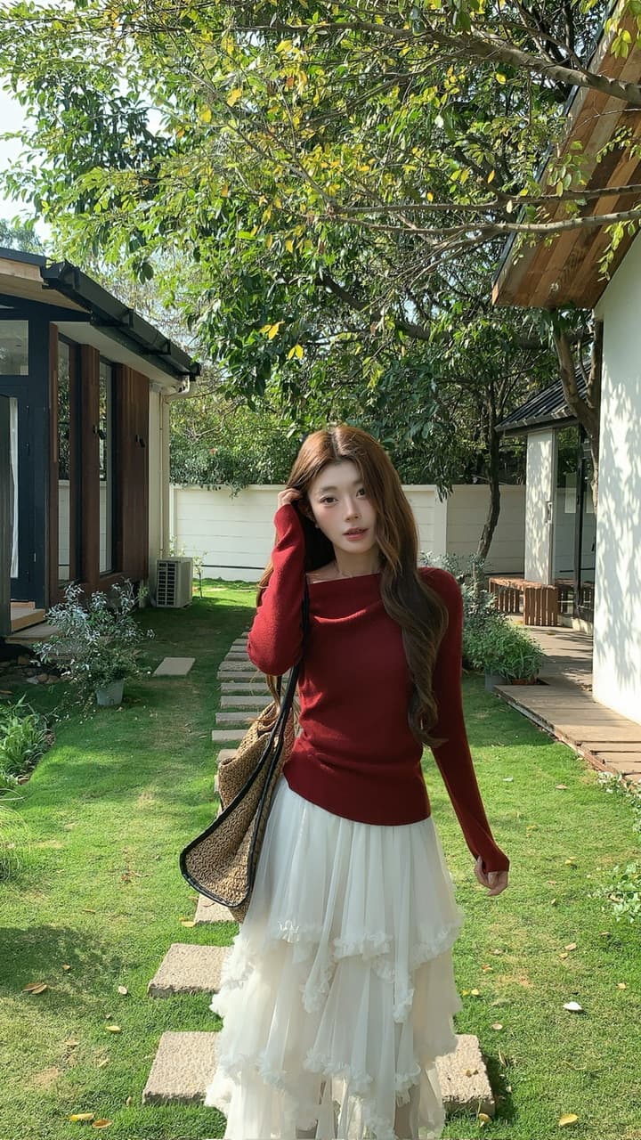 정가 실사 화이트 불규칙 망사 반신 스커트 여자 중간 롱 코트 프릴 케이크 드레스 한 마디 롱 스커트 상세 이미지 13