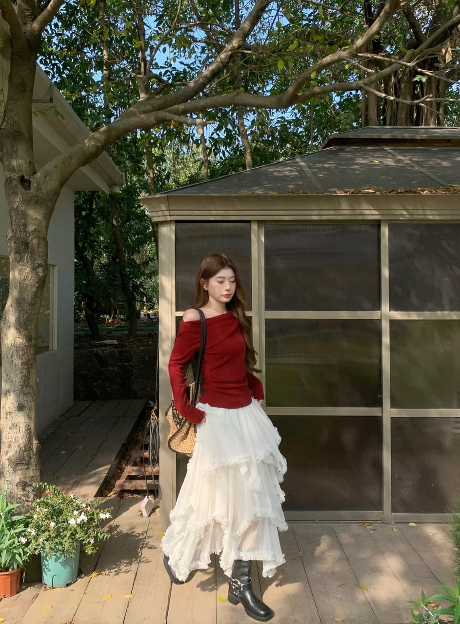 정가 실사 화이트 불규칙 망사 반신 스커트 여자 중간 롱 코트 프릴 케이크 드레스 한 마디 롱 스커트 상세 이미지 16