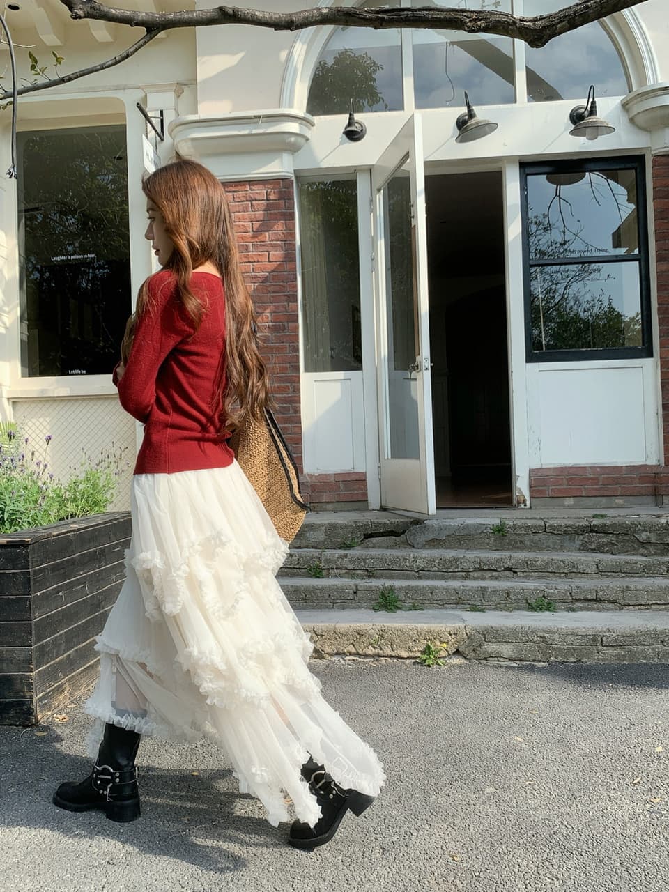 정가 실사 화이트 불규칙 망사 반신 스커트 여자 중간 롱 코트 프릴 케이크 드레스 한 마디 롱 스커트 상세 이미지 26