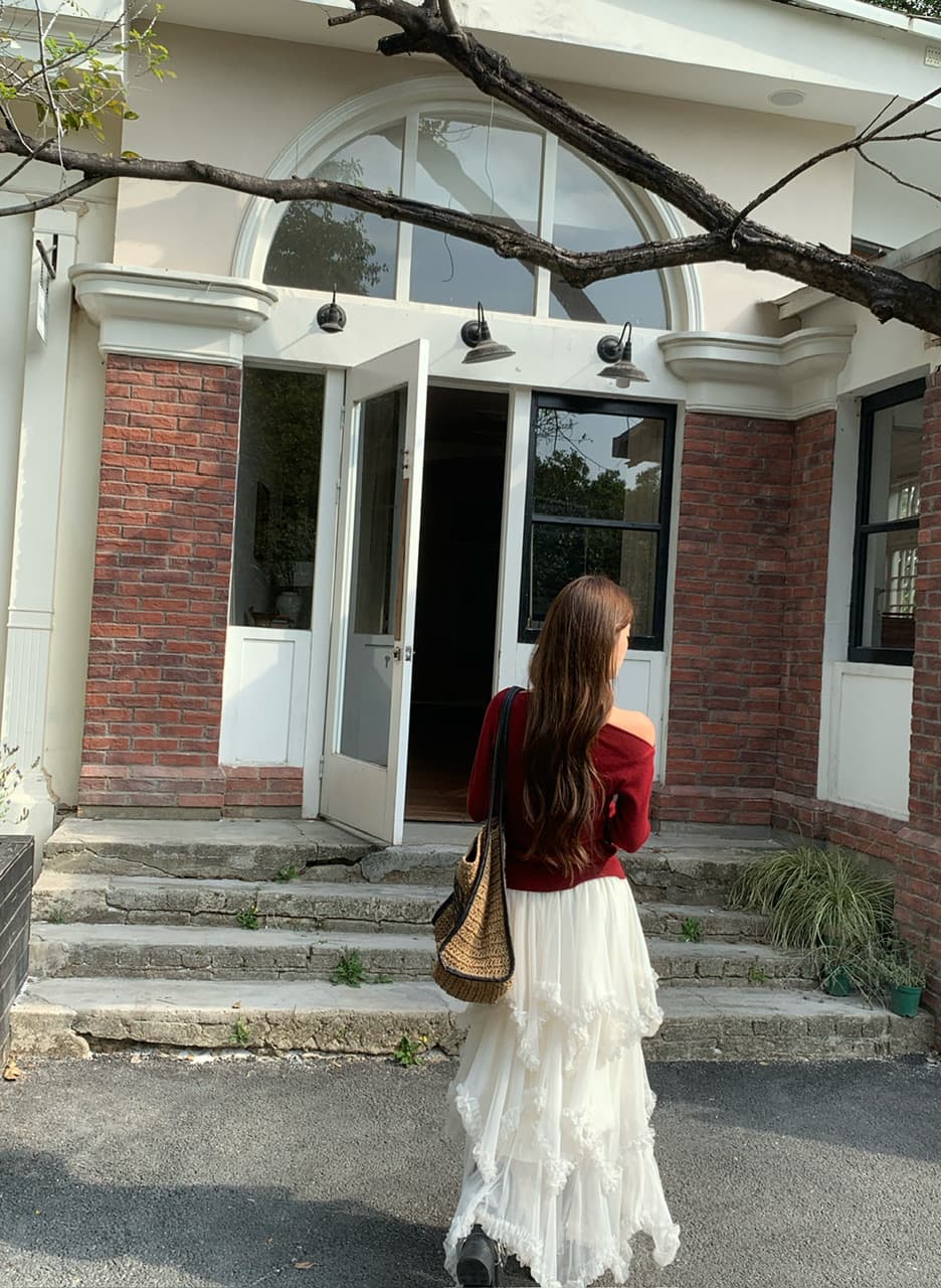 정가 실사 화이트 불규칙 망사 반신 스커트 여자 중간 롱 코트 프릴 케이크 드레스 한 마디 롱 스커트 상세 이미지 28
