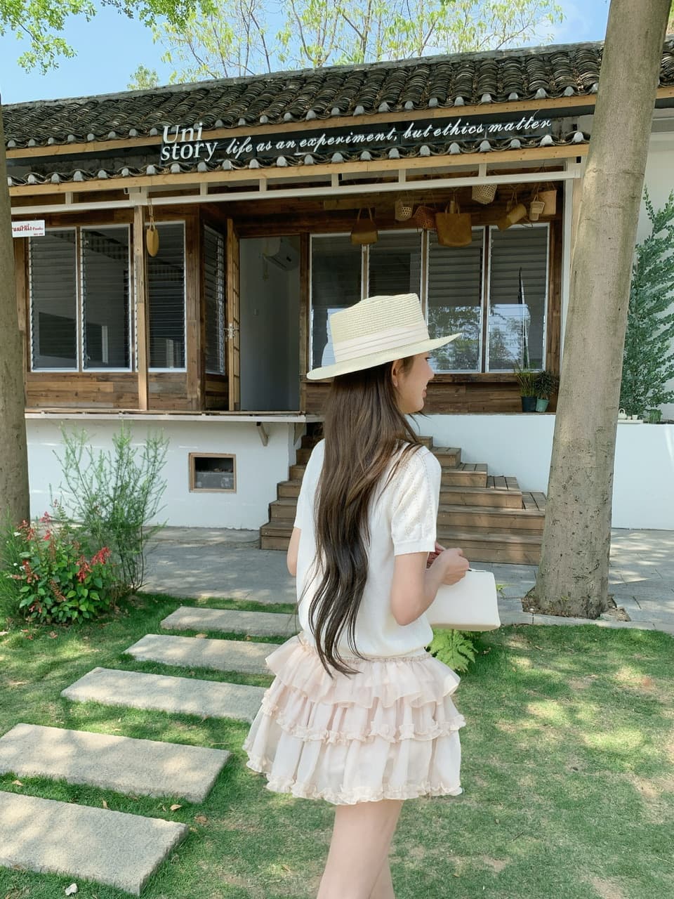 정가 실사 부드러운 바람 POLO 칼라 니트 스웨터 케이크 치마 세트 투피스 세트 상세 이미지 6