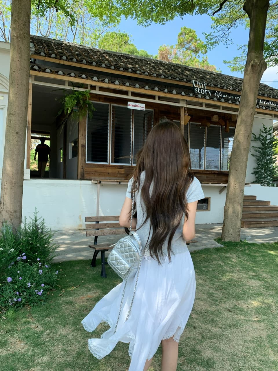 정가 실사 한 부서 부드러운 바람 화이트 거즈 스커트 하이웨이스트 슬림해 보이는 레이스 레이스 불규칙 반신 스커트 상세 이미지 7