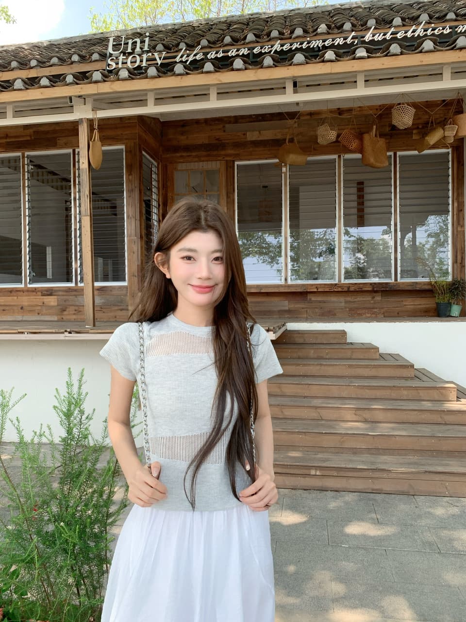 정가 실사 한 부서 부드러운 바람 화이트 거즈 스커트 하이웨이스트 슬림해 보이는 레이스 레이스 불규칙 반신 스커트 상세 이미지 11