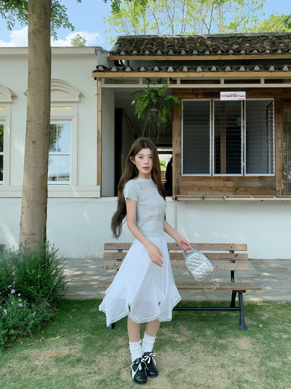 정가 실사 한 부서 부드러운 바람 화이트 거즈 스커트 하이웨이스트 슬림해 보이는 레이스 레이스 불규칙 반신 스커트 상세 이미지 15