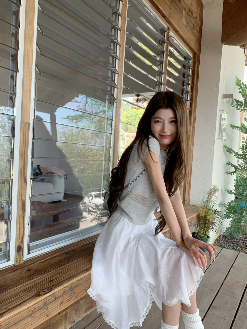 정가 실사 한 부서 부드러운 바람 화이트 거즈 스커트 하이웨이스트 슬림해 보이는 레이스 레이스 불규칙 반신 스커트 상세 이미지 21