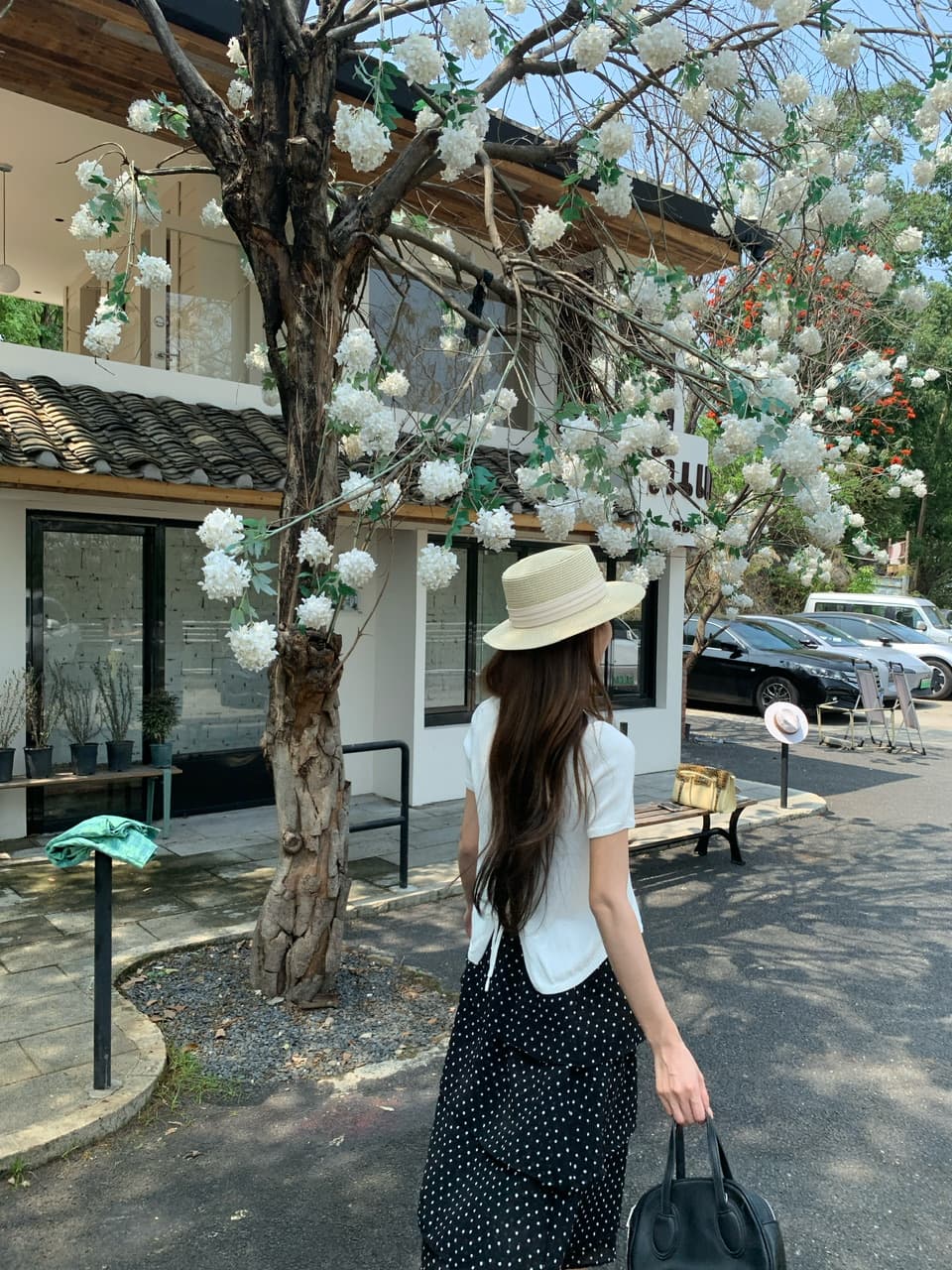 정가 실사 한 부서 부드러운 바람 화이트 니트 반팔 도트 무늬 프릴 반신 스커트 출퇴근 다용도 세트 상세 이미지 38