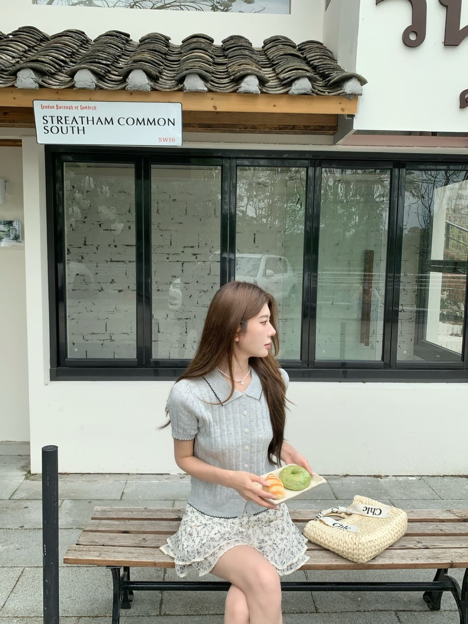 정가 실사 한 부서 부드러운 바람 베이비 칼라 니트 반팔 작은 키 꽃무늬 케이크 드레스 투피스 세트 상세 이미지 8