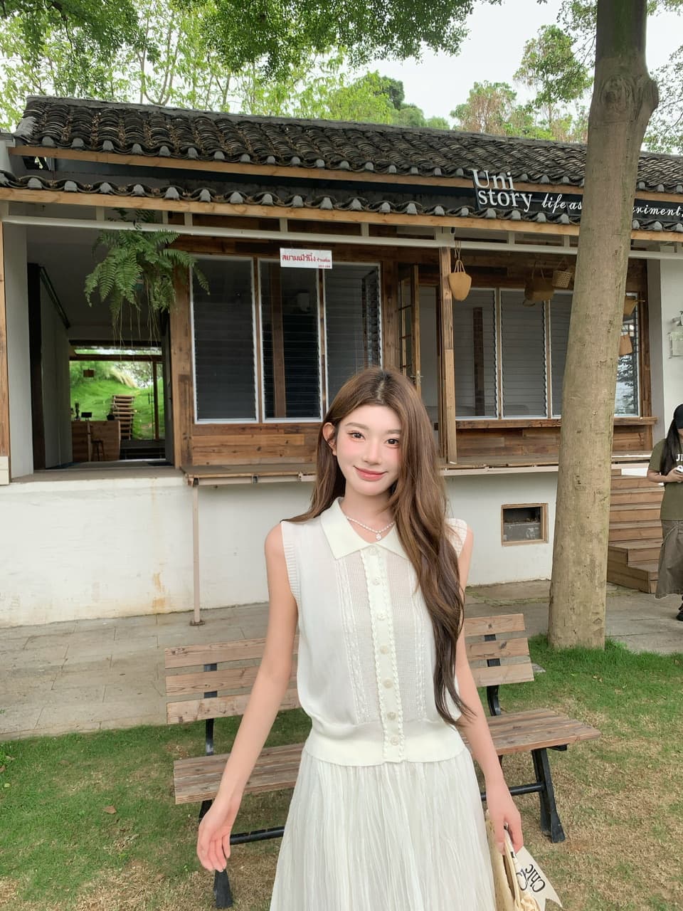 정가 실사 한 부서 순수한 욕망 바람 POLO 칼라 니트 조끼 요정 롱 스커트 세트 여성 품격 슬림해 보이는 세트 상세 이미지 14
