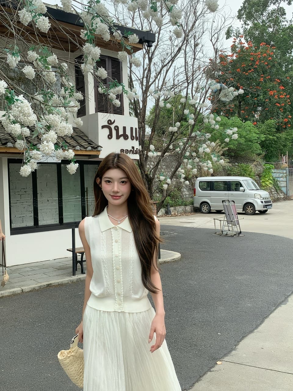 정가 실사 한 부서 순수한 욕망 바람 POLO 칼라 니트 조끼 요정 롱 스커트 세트 여성 품격 슬림해 보이는 세트 상세 이미지 23