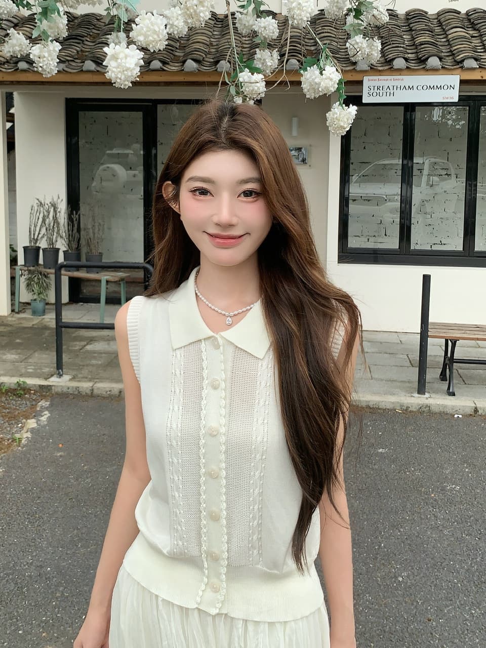 정가 실사 한 부서 순수한 욕망 바람 POLO 칼라 니트 조끼 요정 롱 스커트 세트 여성 품격 슬림해 보이는 세트 상세 이미지 24