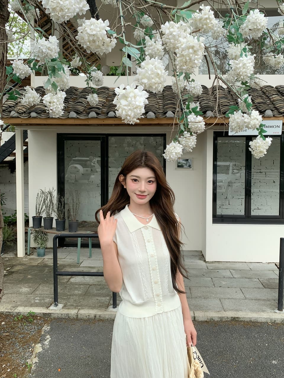 정가 실사 한 부서 순수한 욕망 바람 POLO 칼라 니트 조끼 요정 롱 스커트 세트 여성 품격 슬림해 보이는 세트 상세 이미지 25