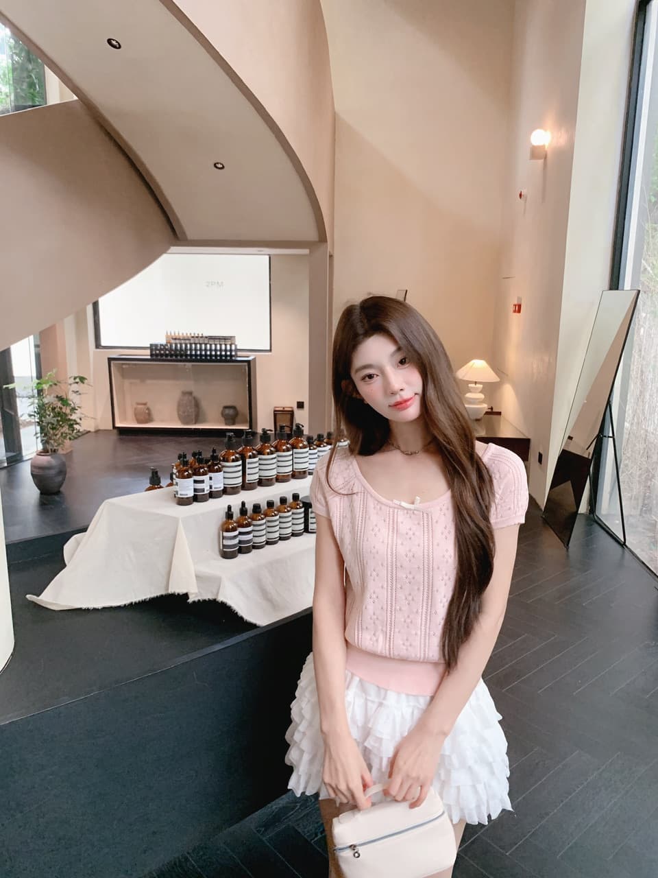 정가 실사 여름 달콤한 자매 u 칼라 나비 매듭 니트 반팔 여성 몸매 가꾸기 홀로우 아웃 자카드 작은 키 티셔츠 상세 이미지 26