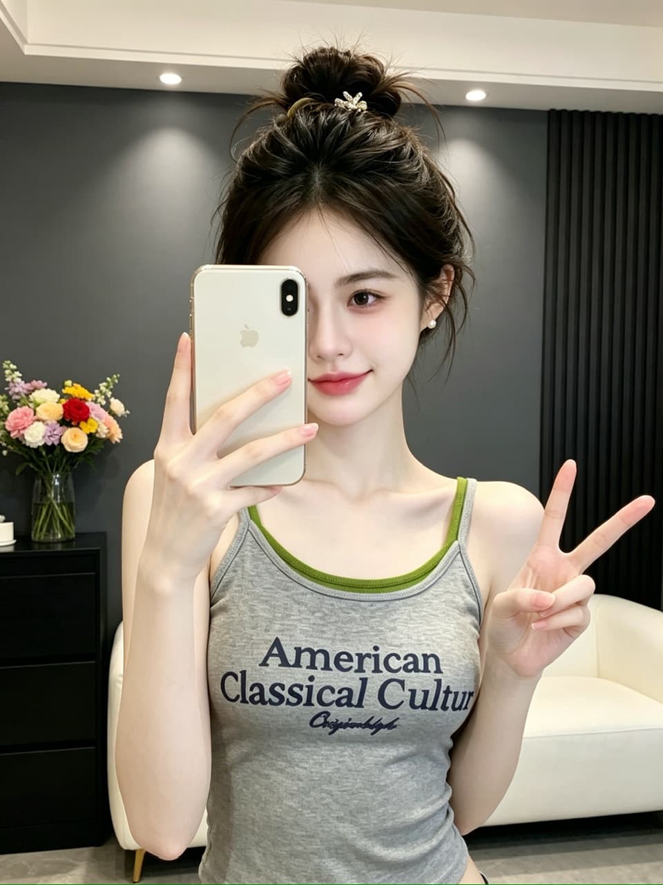 정가 실사 아메리칸 레트로 알파벳 페이크 레이어드 슬립 몸매 가꾸기 쇼트 스타일 핫걸 조끼 상세 이미지 6