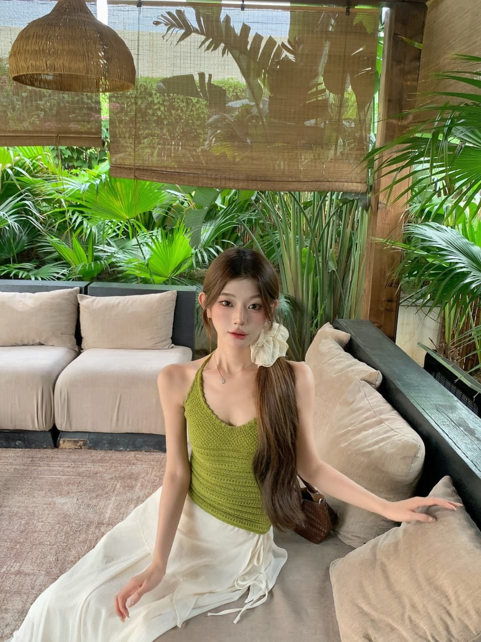정가 실사 해변가 휴가 순수한 욕망 행침 목 니트 슬립 불규칙 우아한 부드러운 분위기 센스 세트 상세 이미지 25