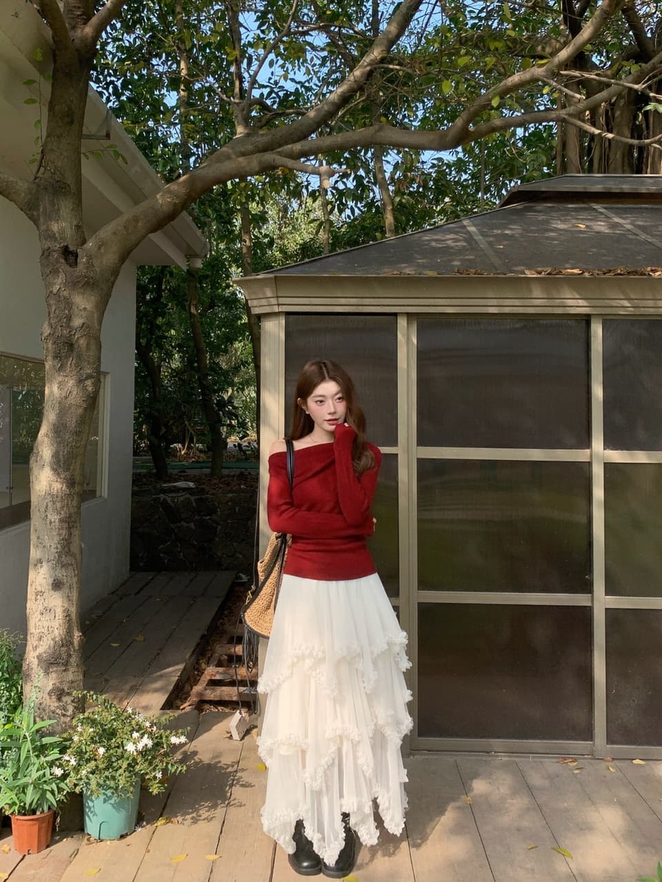 정가 실사 화이트 불규칙 망사 반신 스커트 여자 중간 롱 코트 프릴 케이크 드레스 한 마디 롱 스커트 상세 이미지 17