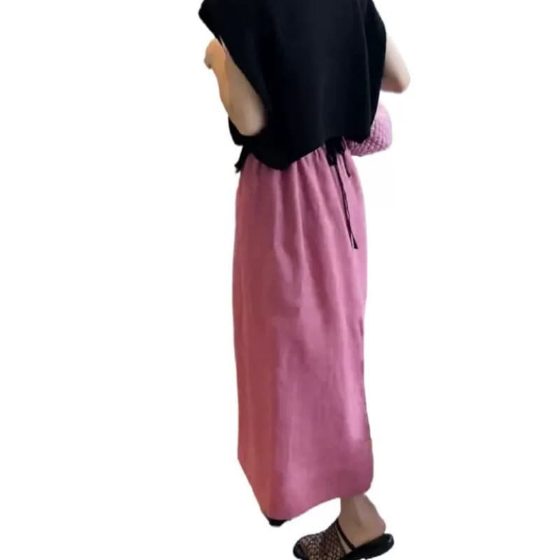 검정색 허리밴드 한 마디 반신 스커트 여성 여름 얇은 스타일 배 모양 몸 이후 트임 타이트 스커트 품격 중간 길이 스커트 이미지 6