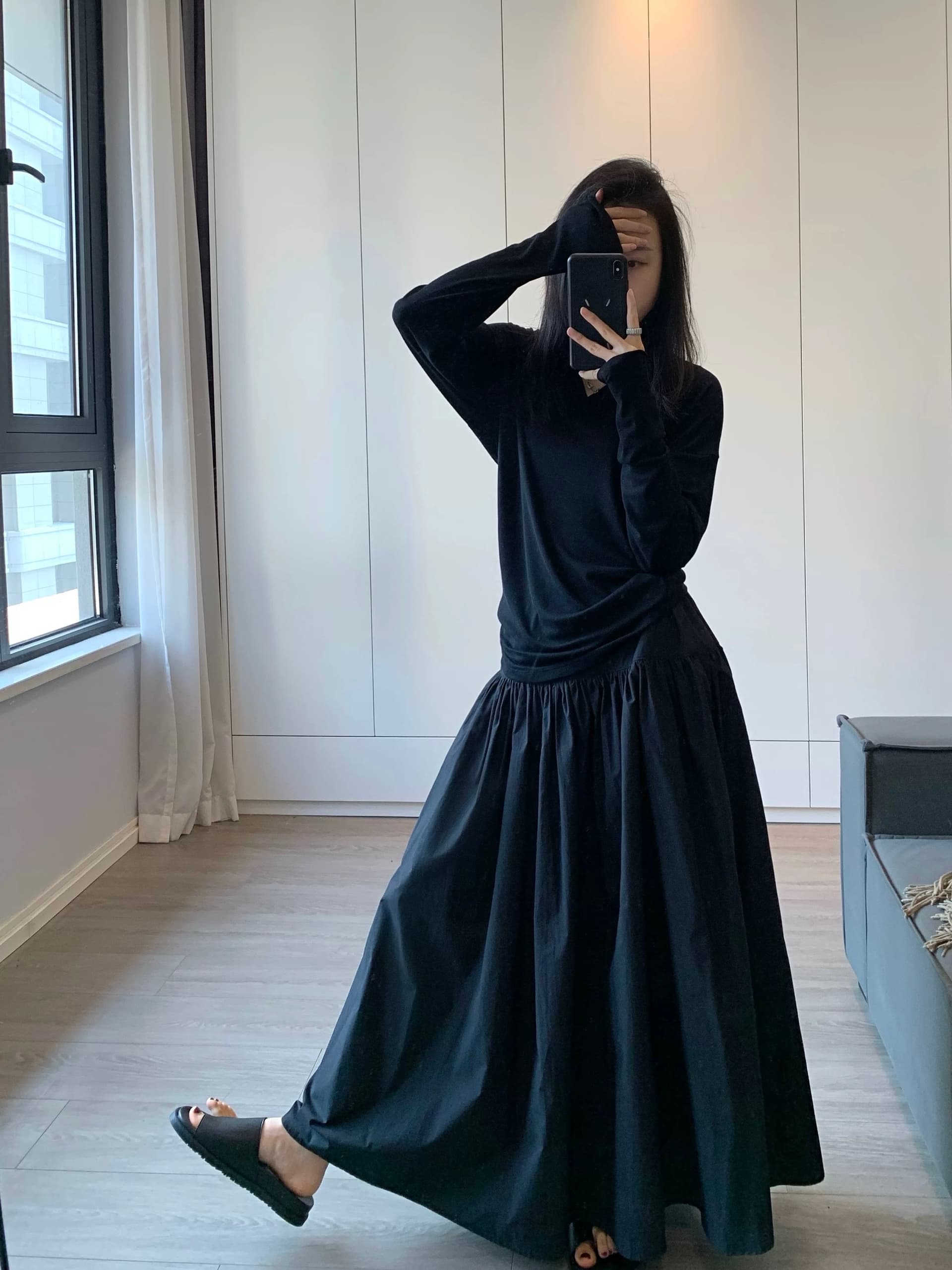 awencoat 숨기기 고기 지배 화이트 반신 스커트 여성 여름 디자인 센스 하이웨이스트 펌프 로프 중간 길이 한 마디 치마 상세 이미지 2