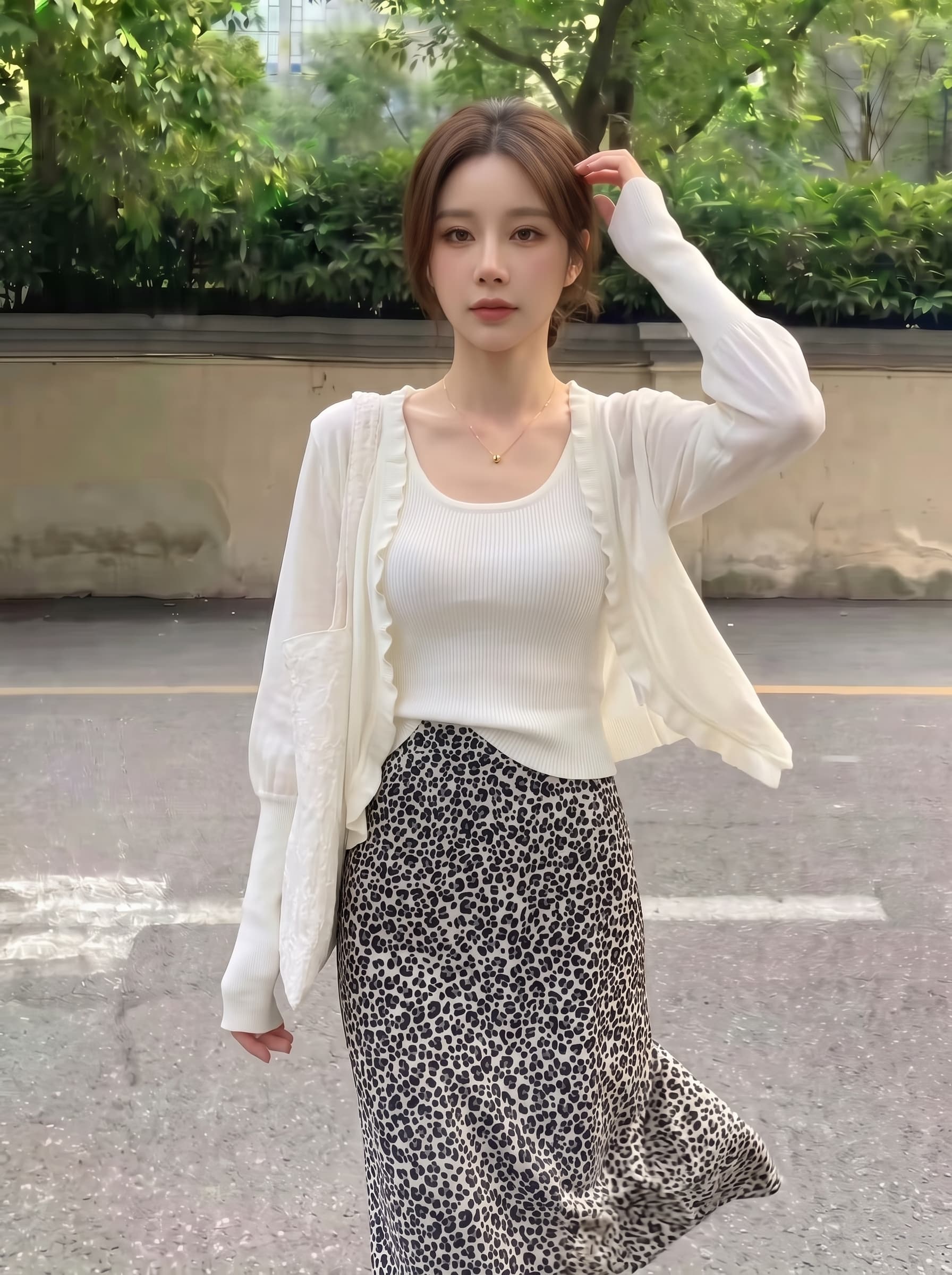 실사 빅 사이즈 프랑스식 레이스 자외선 차단 니트 오픈 가디건 여성 여름 물결무늬 외부 가져 가라. 숄 블라우스 얇은 코트 상세 이미지 6