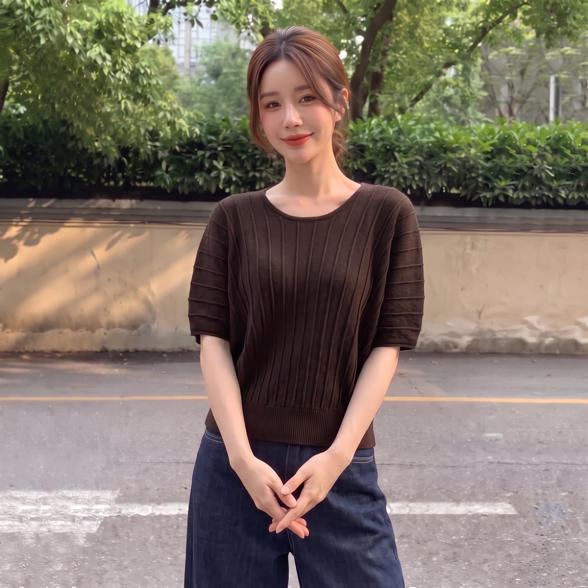 실사 빅 사이즈 가을 새로운 한 부서 라운드 넥 풀오버 질감 센스 캐주얼 루즈핏 슬림해 보이는 니트 스웨터 맨위 이미지 4