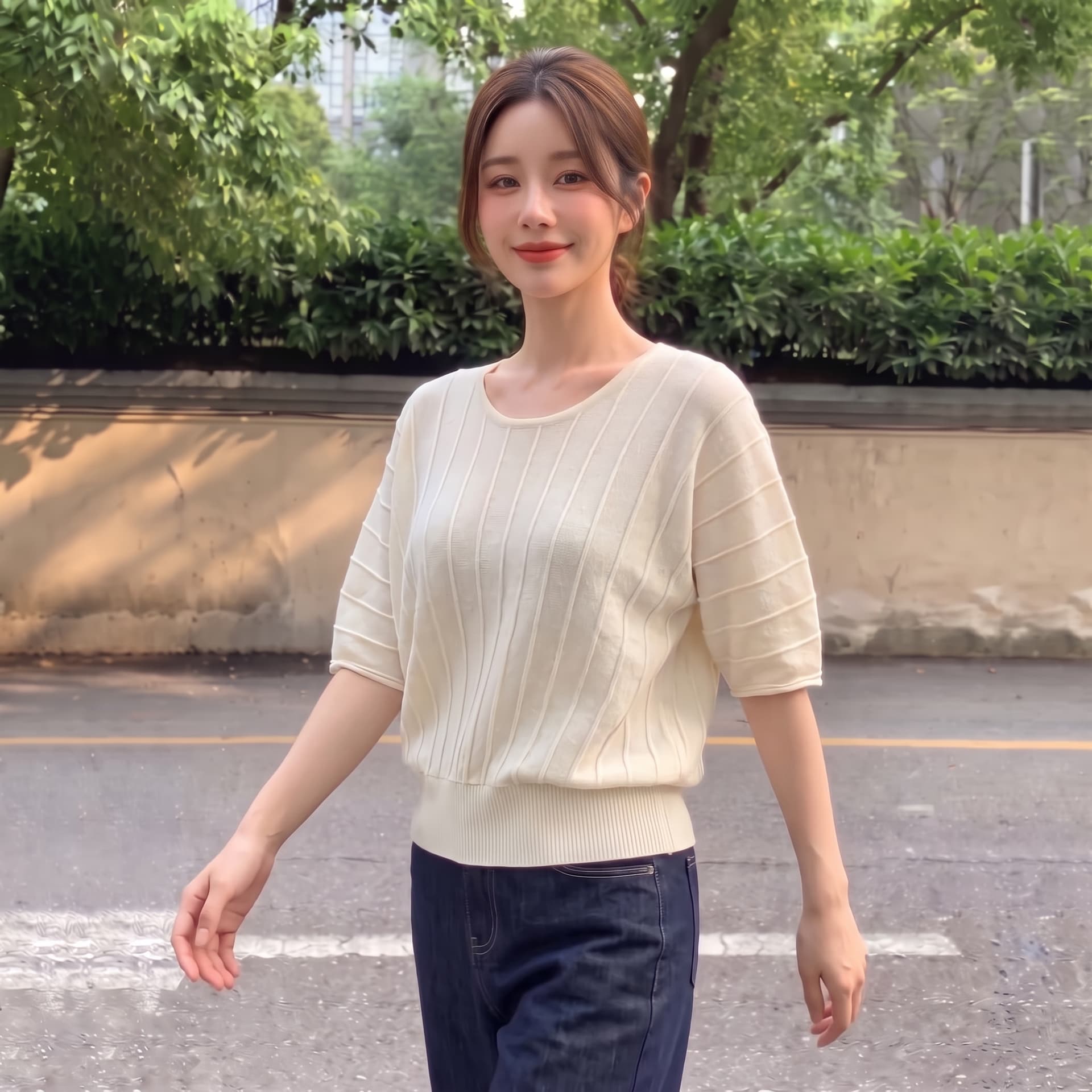 실사 빅 사이즈 가을 새로운 한 부서 라운드 넥 풀오버 질감 센스 캐주얼 루즈핏 슬림해 보이는 니트 스웨터 맨위 상세 이미지 3