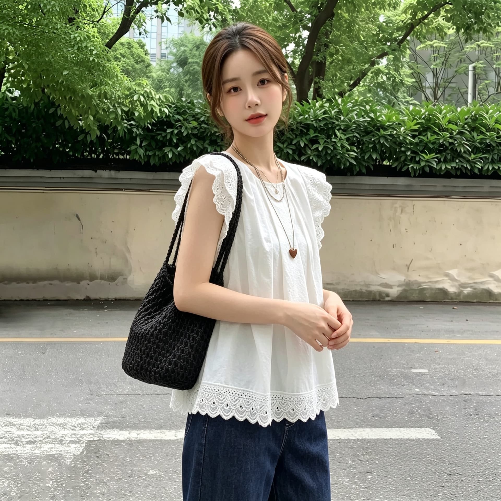 실사 빅 사이즈 한 부서 소녀 레이스 작은 날다 소매 인형 셔츠 여름 새로운 화이트 셔츠 연령 감소 루즈핏 상세 이미지 7