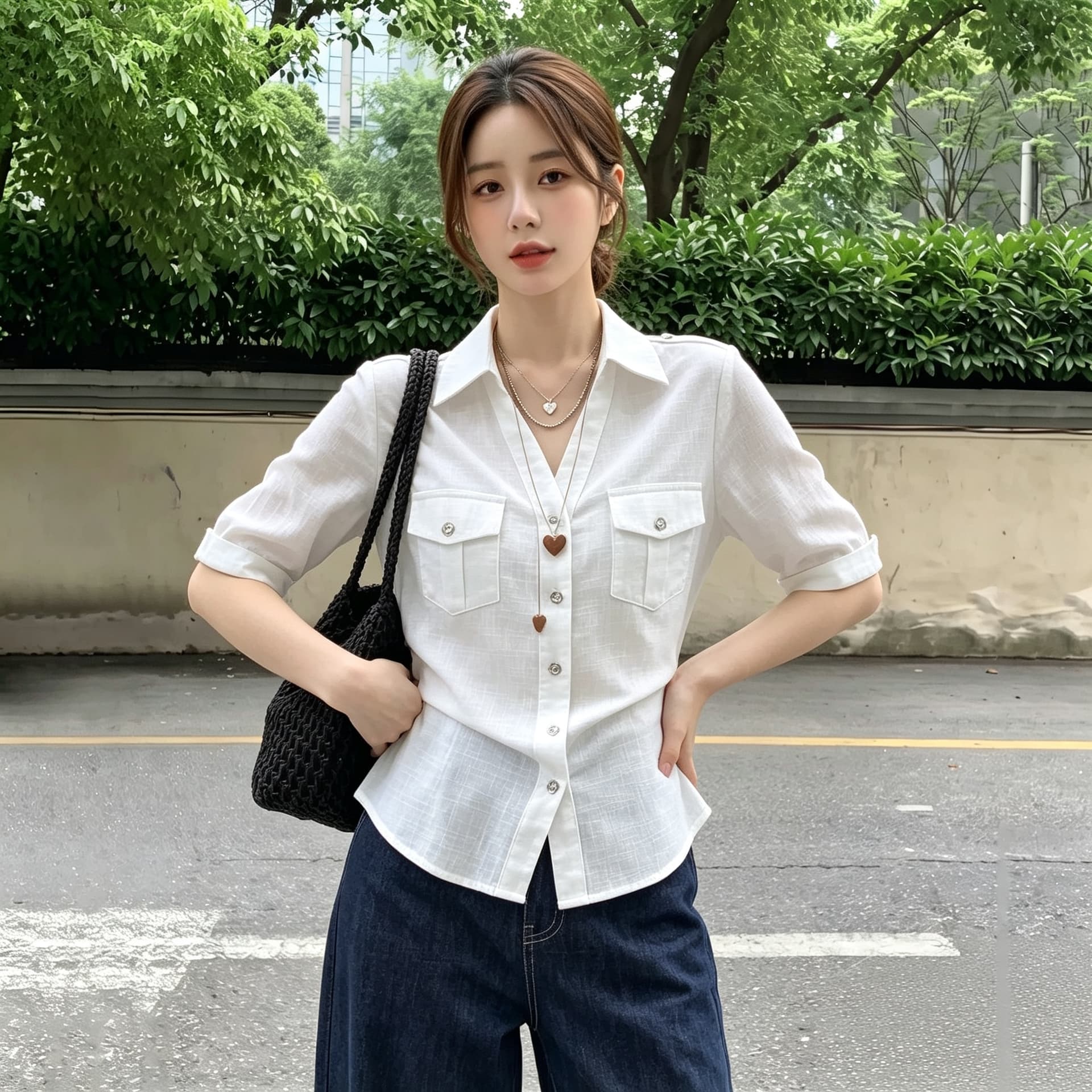 실사 빅 사이즈 프랑스식 아마 오래된 돈 바람 여성 셔츠 여름 고급 센스 면 린넨 허리 수축 셔츠 품격 5 점 소매 상세 이미지 3