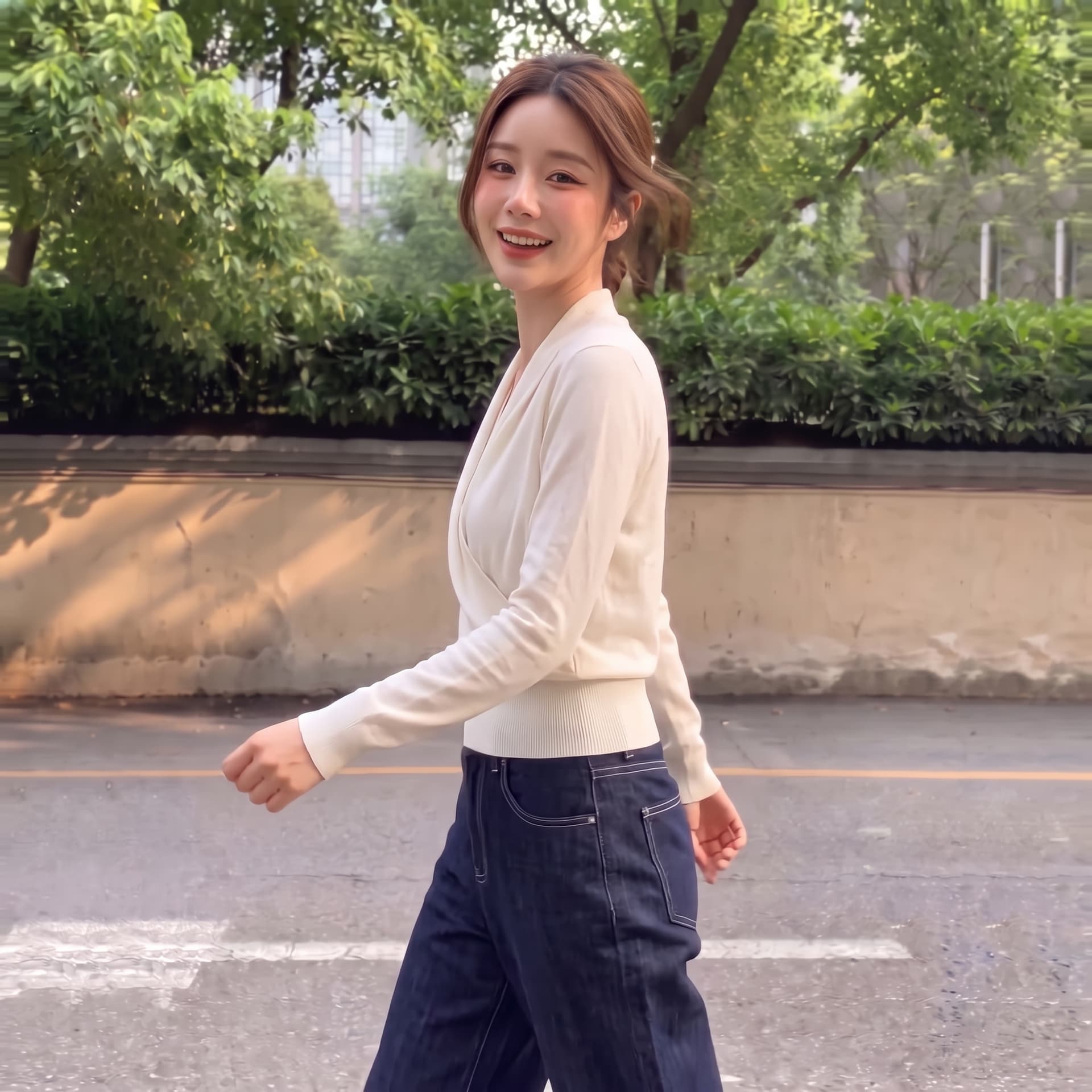 실사 가을 얇은 스타일 빅 사이즈 프랑스식 레트로 V넥 니트 스웨터 여성 마이크로 지방 긍정적 인 어깨 외국 가스 기본 셔츠 스웨터 상세 이미지 8