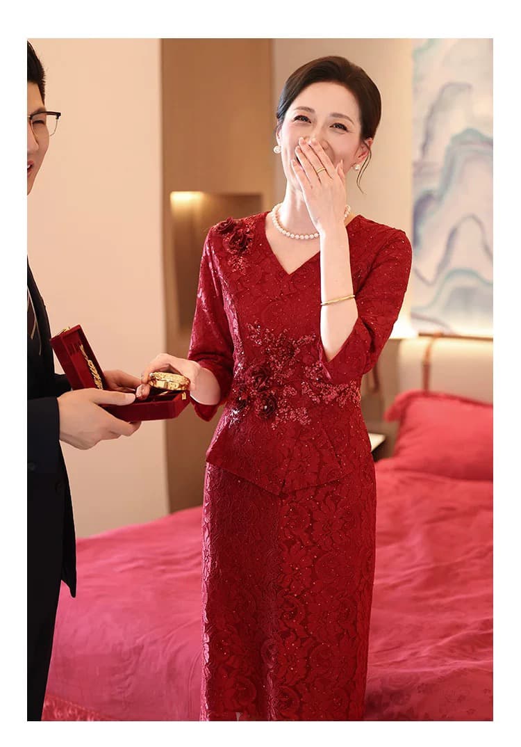 고귀한 영 결혼 엄마 예복 2026 새로운 참여 빛 럭셔리 치파오 안녕하세요. 서비스 고급 안녕하세요. 시어머니 결혼 연회 로드 중 상세 이미지 7