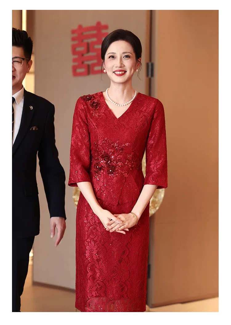 고귀한 영 결혼 엄마 예복 2026 새로운 참여 빛 럭셔리 치파오 안녕하세요. 서비스 고급 안녕하세요. 시어머니 결혼 연회 로드 중 상세 이미지 9