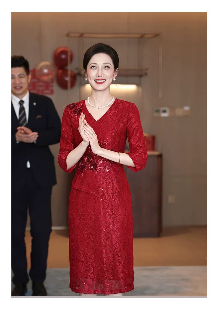고귀한 영 결혼 엄마 예복 2026 새로운 참여 빛 럭셔리 치파오 안녕하세요. 서비스 고급 안녕하세요. 시어머니 결혼 연회 로드 중 상세 이미지 11