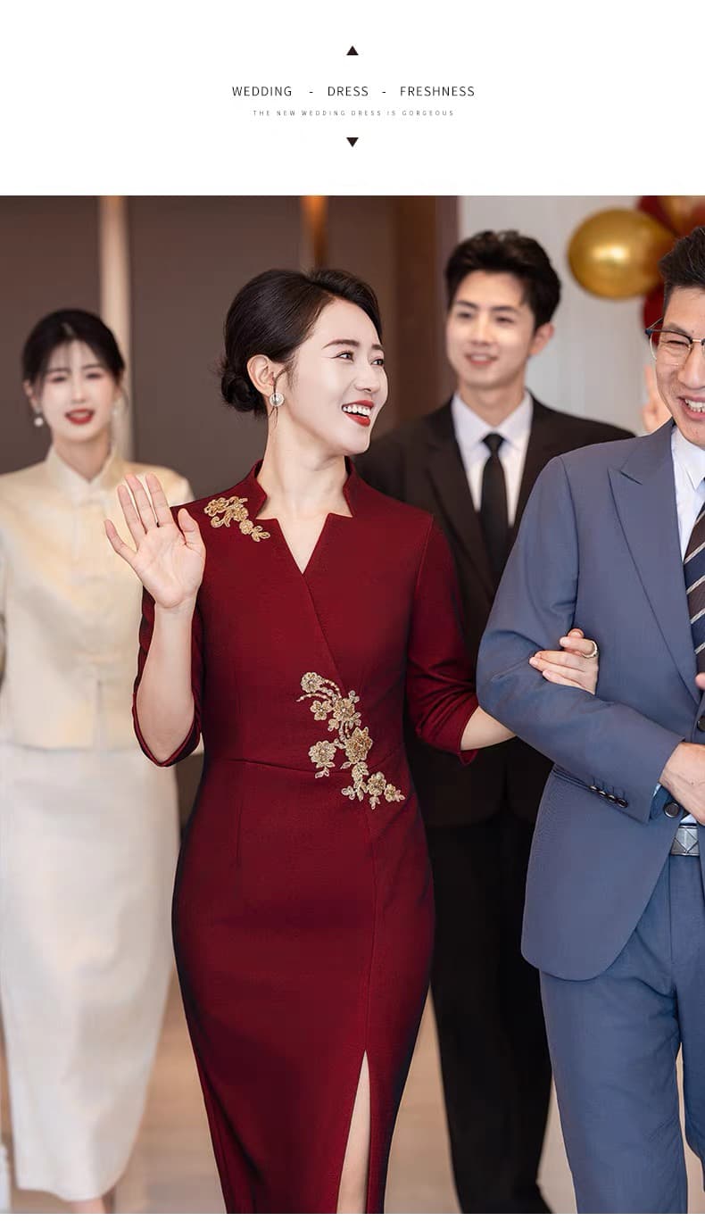 안녕하세요. 시어머니 결혼식 서비스 2026 새로운 빨간색 영 어머니 드레스 결혼 새로운 중식 치파오 가을 겨울 상세 이미지 11
