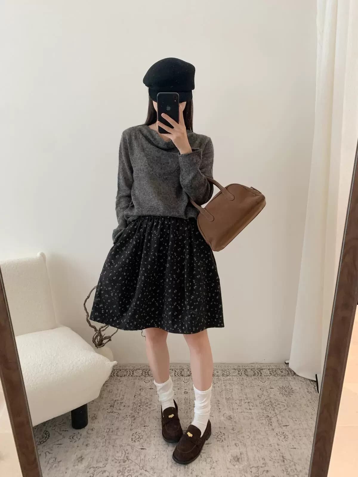 2026 프랑스식 레트로 허리밴드 꽃무늬 한 마디 반신 스커트 여성 여름 miu 인사이드 miu 가스 슬림해 보이는 퍼프 미니 스커트 상세 이미지 2