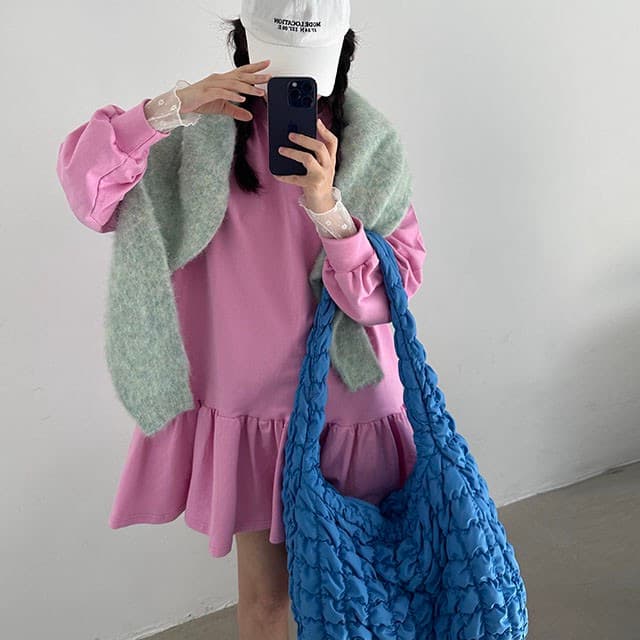 있음 선적 삼색 한 부서 연령 감소 후드티 드레스 상세 이미지 3