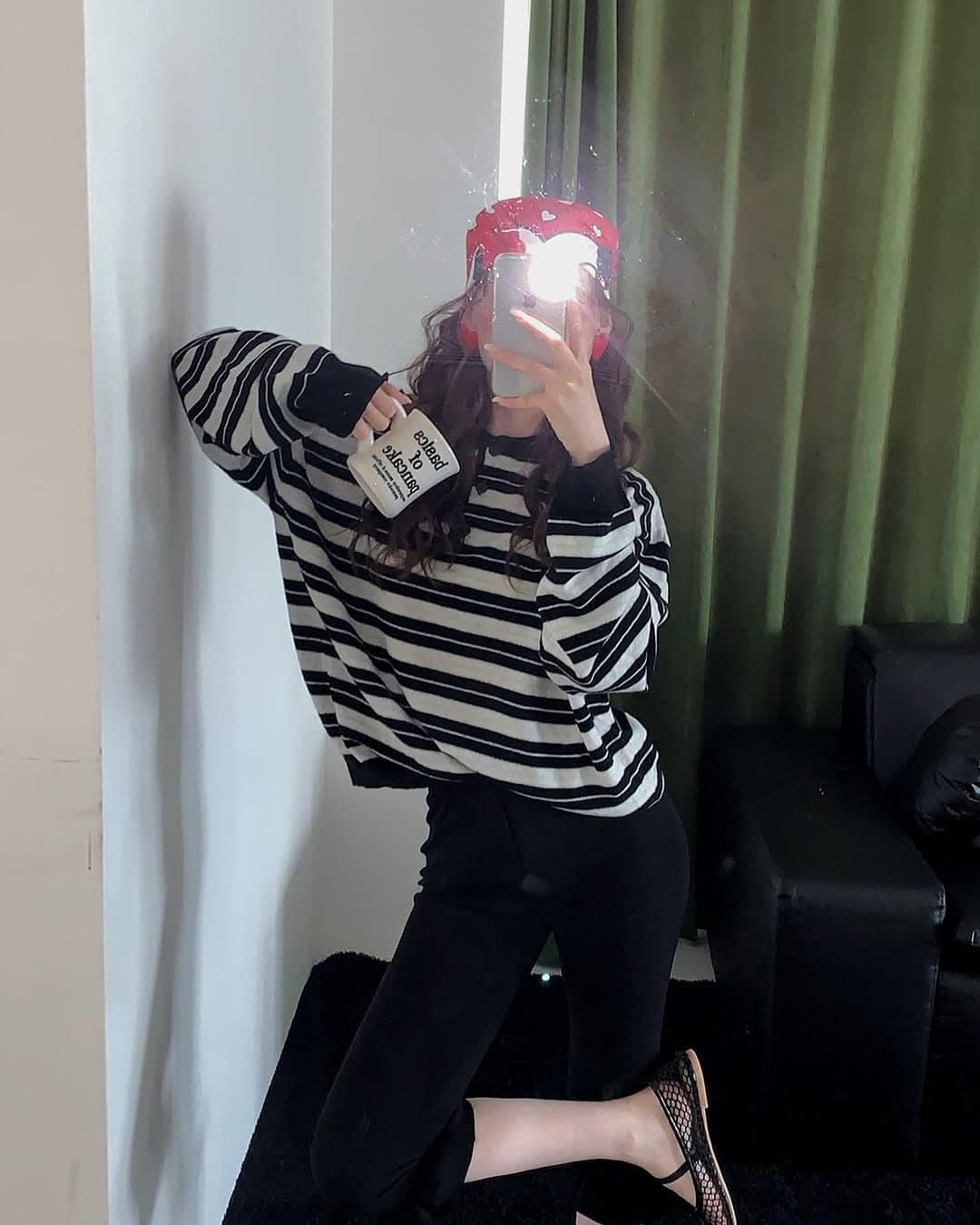 있음 선적 한 부서 둘 색상 연령 감소 폴로 칼라 스트라이프 털 니트 스웨터 재고 있음 상세 이미지 8