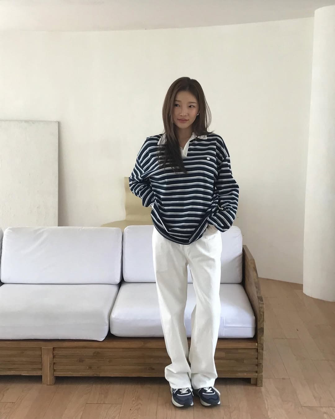 있음 선적 한 부서 다용도 스트라이프 POLO 칼라 스트라이프 긴팔 맨위 풀오버 재고 있음 상세 이미지 1