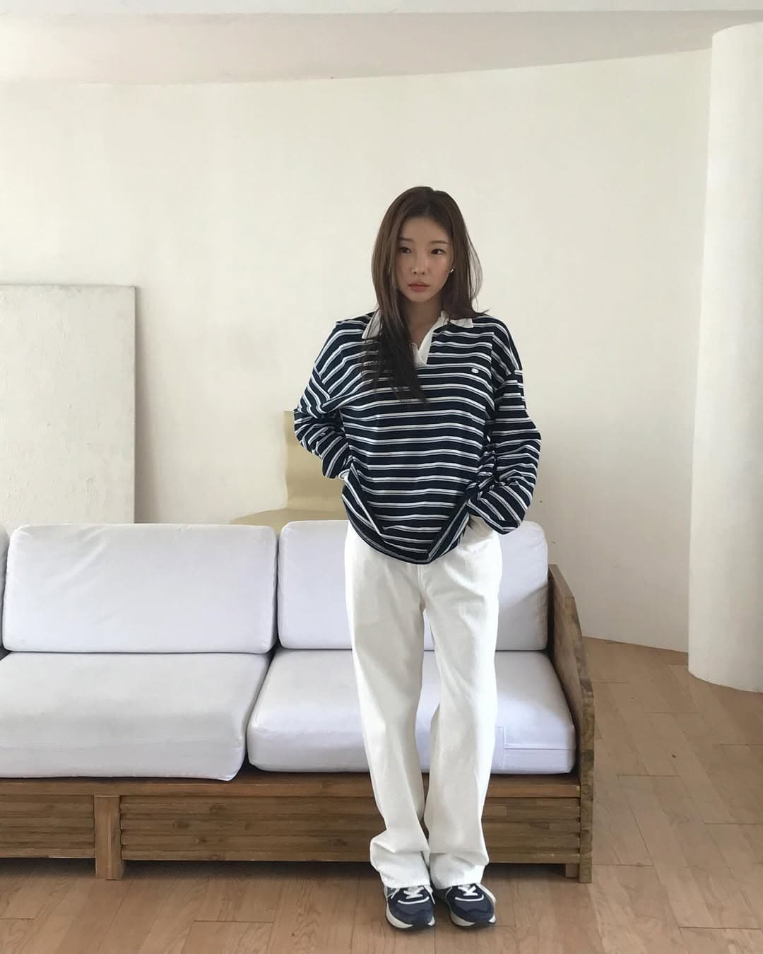 있음 선적 한 부서 다용도 스트라이프 POLO 칼라 스트라이프 긴팔 맨위 풀오버 재고 있음 상세 이미지 4