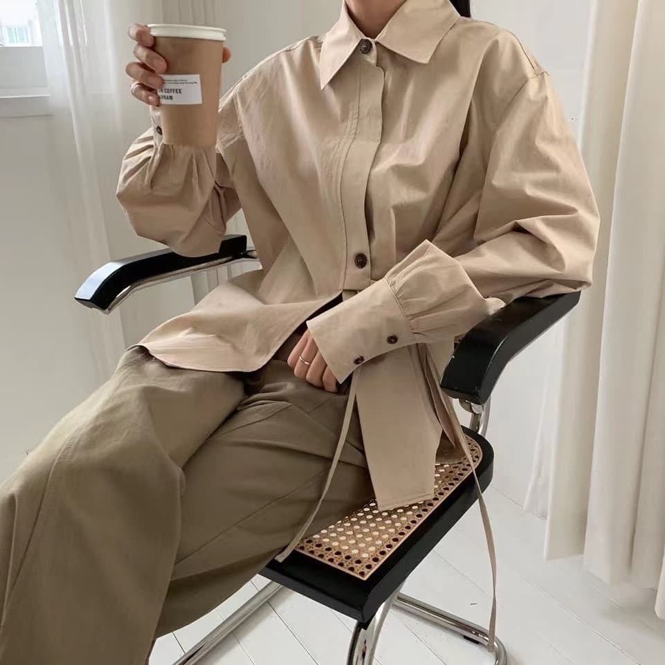 있음 선적 한국 미니멀리즘 Chic 스트랩 셔츠 상세 이미지 8