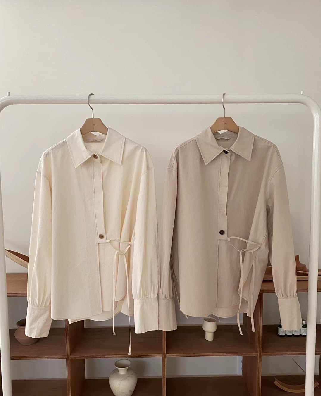 있음 선적 한국 미니멀리즘 Chic 스트랩 셔츠 상세 이미지 9