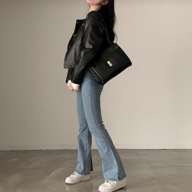 있음 선적 한 부서 다용도 작은 키 라운드 넥 쇼트 스타일 품격 피질 재킷 상세 이미지 10
