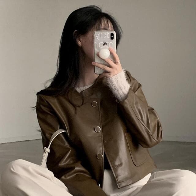 있음 선적 한 부서 다용도 작은 키 라운드 넥 쇼트 스타일 품격 피질 재킷 상세 이미지 17